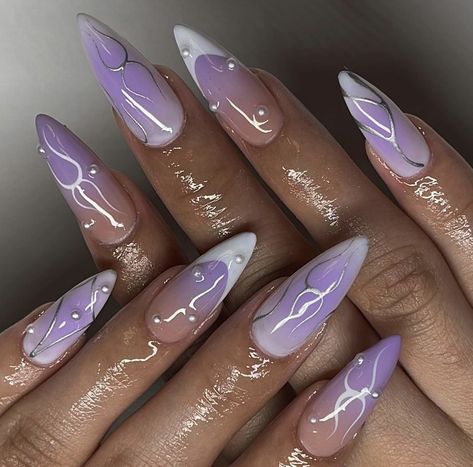 Nails Simple Summer, Minimalistic Logo Design, Lilac Nails Design, Summer Nails Simple, Ideas Summer Nails, Purple And Silver Nails, Simple Summer Nails, Classy Almond Nails, Logo Design For Business