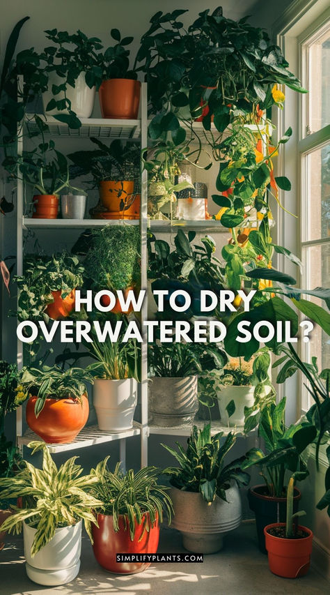 "Learn how to dry overwatered soil for your indoor houseplant with these  simple and effective tips. Avoid root rot and other issues by properly  drying out your indoor houseplant's soil." Houseplant Care Tips, Gardening Therapy, Water Plants Indoor, Christmas Tree Decorations Ribbon, Plant Display Ideas, Houseplant Care, Plant Tips, Lucky Plant, Watering Plants