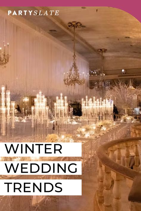 Evening Winter Wedding, Cozy Winter Wedding Decor, Winter Themed Wedding Centerpieces, Luxury Christmas Wedding, January Wedding Themes, Winter Wedding Reception Decor, Icy Winter Wedding, Winter Wedding Candle Centerpieces, Winter Wedding Centerpieces Round Table