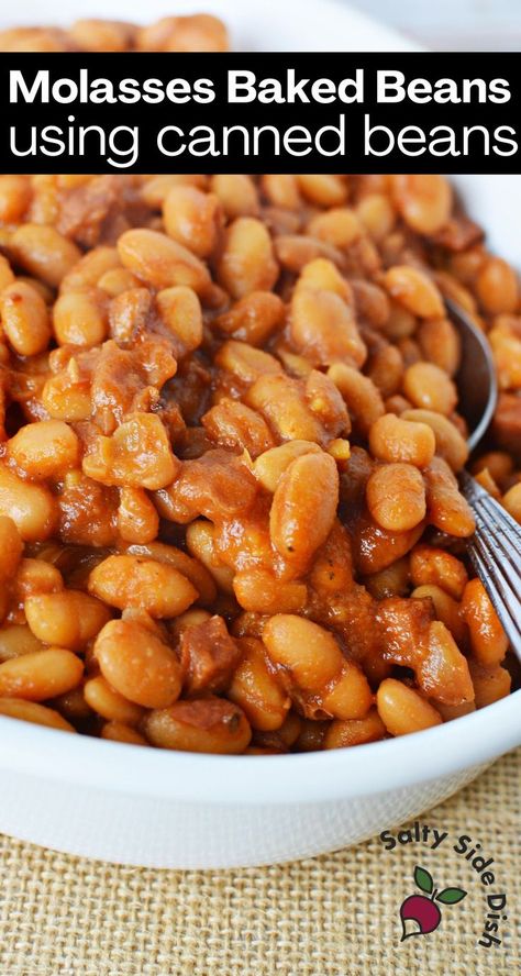 Homemade Baked Beans From Canned Beans, Beans Crockpot Recipes, Baked Beans Recipe Crockpot, Canned Vegetable Recipes, Beans Crockpot, Molasses Baked Beans, Beans Recipe Crockpot, Canned Beans Recipe, Bean Bake