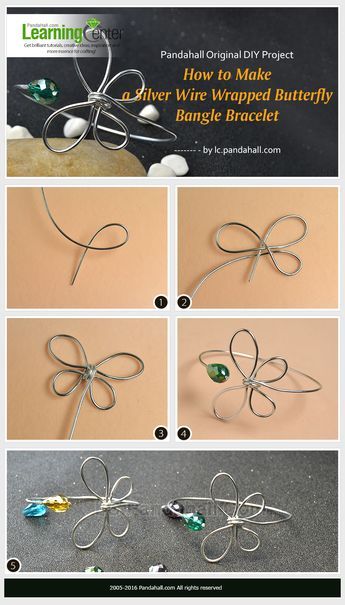 Wire Wrapped Butterfly, Diy Bangle Bracelets, Wire Bangle Bracelets, Wire Jewelery, Leather Jewelry Diy, Gelang Manik-manik, Bijoux Fil Aluminium, Wire Jewelry Tutorial, Pola Gelang