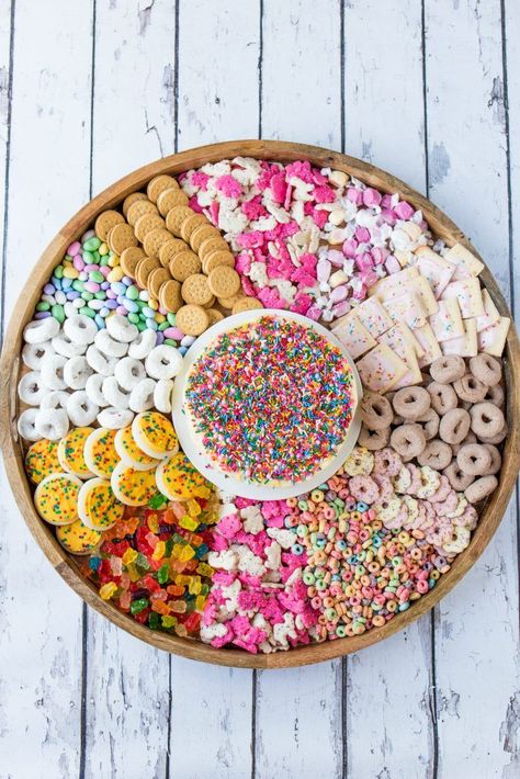 This Epic FUNFETTI® Inspired Cake Board is for any birthday celebration, a large dessert board with funfetti cake and treats with bright colored sprinkles!  #funfetticake #epicboard #dessertboard #birthdaypartyideas Funfetti Charcuterie Board, Birthday Cake Charcuterie Board, Cake Board Ideas, Birthday Dessert Board, Birthday Dessert Ideas, Funfetti Birthday Party, Dessert Boards, Banana Walnut Cake, Barbie Doll Birthday Cake