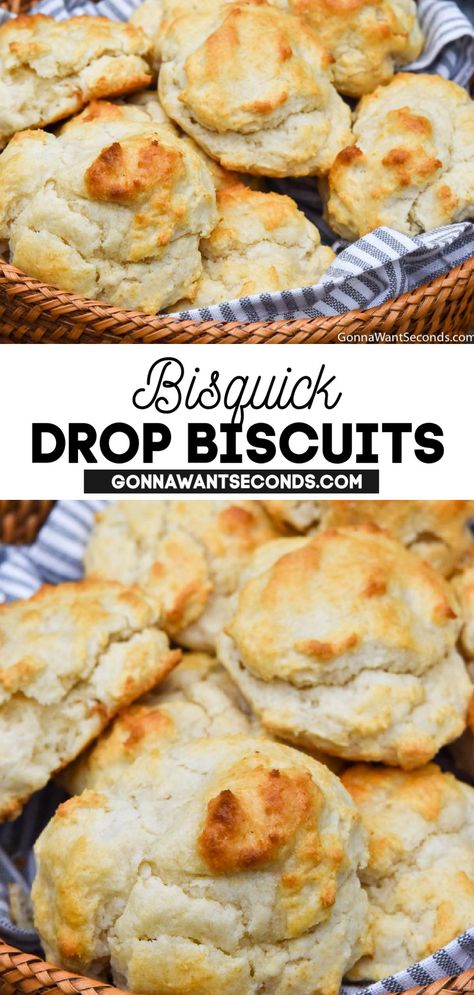 Bisquick Drop Biscuits in a bread basket Bisquick Drop Biscuits, Homemade Drop Biscuits, Bisquick Biscuits, Easy Drop Biscuits, Best Biscuit Recipe, Drop Biscuits Recipe, Easy Homemade Biscuits, Homemade Biscuits Recipe, Easy Biscuit Recipe