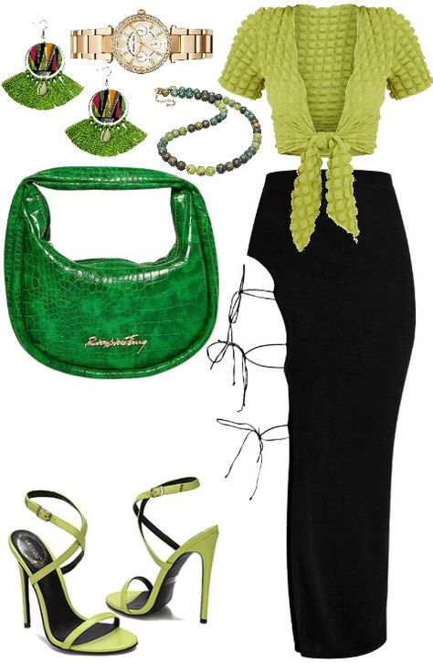 Tulum Inspired Outfits, Baddie Outfits Night Out Summer, Green Vacation Outfits, Green Top Outfit Aesthetic, Tulum Fashion, Cute Vacation Outfits, Fasion Outfits, Earthy Outfits, Vacay Outfits