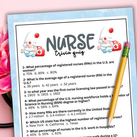 Nurse Trivia Game Printable Nurse Appreciation Fun Nursing Activities Healthcare Quiz for Parties - Etsy Nurse Games, Medical Party, Nursing License, Nurse Appreciation Week, Nursing Profession, Games Activities, Trivia Game, Trivia Quiz, Nurse Appreciation