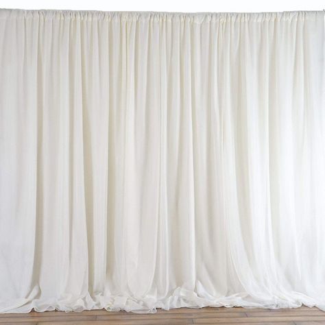 PRICES MAY VARY. Fabric Made in USA NFPA701 CERTIFIED: Our chiffon drapes are Inherently Fire Retardant (IFR) and certified under NFPA 701, meeting the highest standards for indoor flame retardancy. Offering peace of mind during events, where safety is paramount. Versatile Event Decor: AK-Trading Chiffon Drapes Panels are perfect for wedding events and decor, providing elegant backdrop draping curtains that add sophistication to any occasion. Customizable Options: Choose from a variety of sizes White Drapes Wedding Ceremony Backdrop, Diy Wall Drapes Wedding, Wedding Draping Backdrop Curtains & Drapes, Winter Wedding Backdrop Ideas, Draping Curtains, White Velvet Curtains, Backdrop Draping, Draping Ideas, Elegant Backdrop