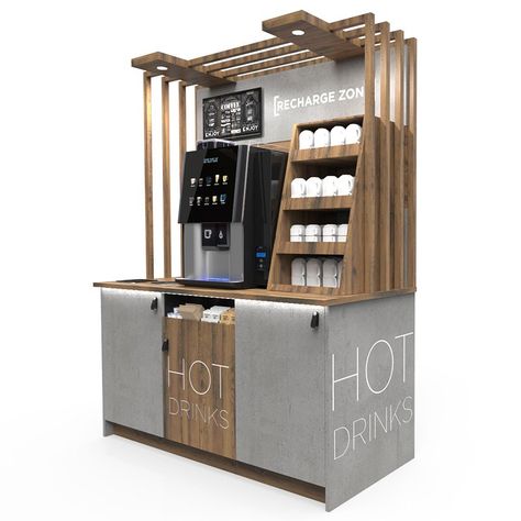 Office Coffee Station, Food Court Design, Coffee Zone, Coffee Display, Shoe Store Design, Coffee Stations, Food Cart Design, Cafe Concept, Coffee Stands