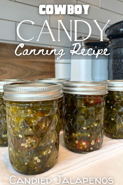 Get ready to be blown away by this mouthwatering Cowboy Candy recipe! These candied jalapeños are so irresistibly delicious that you might just find yourself accidentally devouring the entire jar in no time. Cowboy Candy Recipe, Canned Jalapenos, Cowboy Candy, Candied Jalapenos, Home Canning Recipes, Canning Vegetables, Canning Recipe, Jalapeno Recipes, Candy Recipe