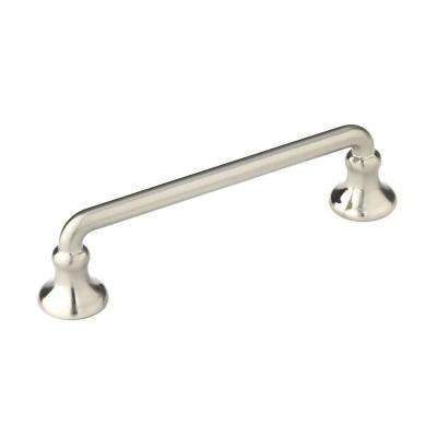 3-3/4 in. Brushed Nickel Pull Brushed Nickel Hardware Kitchen, Cabinet Hardware Brushed Nickel, Bathroom Cabinet Pulls, Brushed Nickel Cabinet Pulls, Brushed Nickel Cabinet Hardware, Handmade Bookshelves, Cabinet Faces, Round Cabinet, Black Door Handles