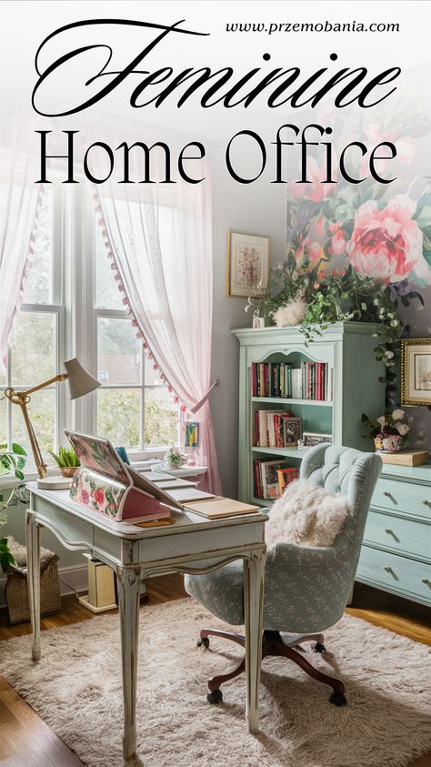 Give your home office a stylish makeover with feminine decor and cozy room elements. Incorporate boho style room touches and scandi boho interiors for a unique workspace. Use office room decor and feminine home office ideas to create a functional and beautiful office. Perfect for a cozy home office setup.

#femininehomeoffice #cozyroomdecor #bohostyleroom #scandibohointerior #homeofficeforwomen #officedecor #femininedecor #officeorganization #officeideas #decoration Office Room For Women, Cozy Cottage Office, Feminine Library, Office Nook Ideas Small Workspace, Cottage Style Office, Boho Work Office, Small Home Office Ideas For Women, Shabby Chic Office Decor, Feminine Office Space