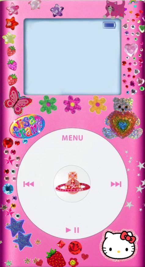 pink ipod mini with y2k/90’s sticker’s Y2k Lock Screen, Ipod Mini, Ipod Wallpaper, 헬로키티 배경화면, ポップアート ポスター, Red Valentine, Y2k Wallpaper, 패턴 배경화면, Game Boy