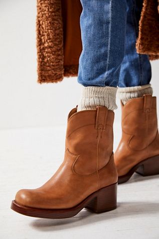 Shop our Sleepy Cowboy Ankle Boots at FreePeople.com. Boho clothing for the creative spirit- free worldwide shipping. Short Cowboy Boots, Free People Boots, Upcoming Fashion Trends, Cowboy Ankle Boots, Rounded Square, Cowboy Boots Women, Fashion 101, Boots Fall, Fall Shoes