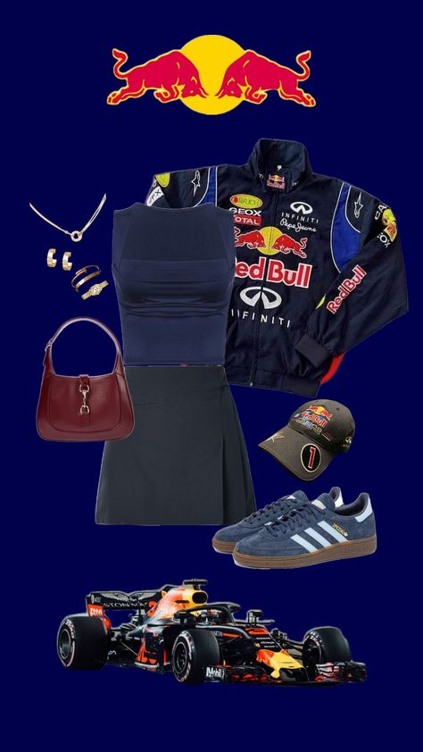 red bull formula 1 outfit #redbullracing #redbullf1 #formula1 #f1 #outfit F1 Fits Aesthetic, Redbull Halloween Costume, Red Bull F1 Outfit, F1 Austin Outfit, Redbull Costume, F1 Women Outfit, Red Bull Costume, F1 Driver Costume, F1 Halloween Costume