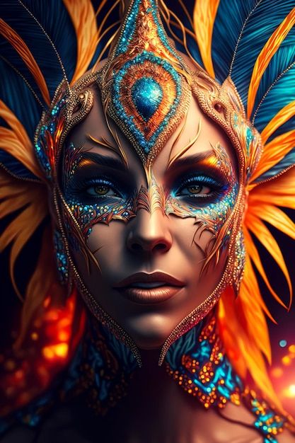 Brazilian woman in samba dancer costume ... | Premium Photo #Freepik #photo #samba #brazil-carnival #carnival-mask #carnival-party Rio Carnival Mask, Brazil Carnival Costume, Carnivale Costume, Samba Brazil, Brazilian Carnival Costumes, Carnival Women, Carnival Brazil, Rhythmic Gymnastics Costumes, Carnival Dancers