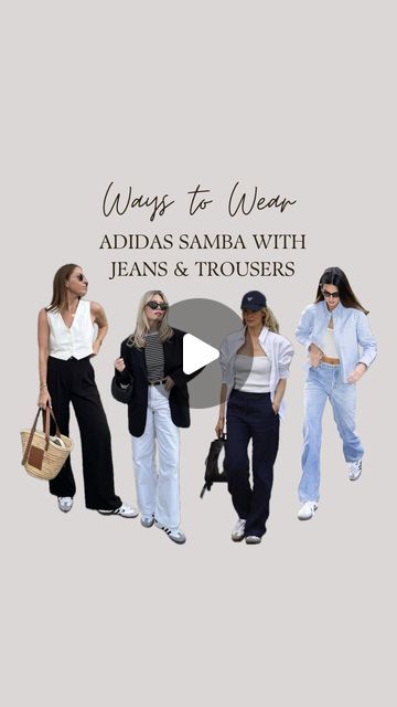 Eternal Style Expressions │ Outfit Ideas │ Styling Tips on Instagram: "Last one in the Adidas Samba series - Here are 4 ways to pair these chic trainers with trousers & jeans. 👖 👟

Drop a comment for links. 🔗 

#outfit #outfitinspo #outfits #outfitinspiration #outfitstyle #outfitideas #styleinspiration #style #styleinspo #stylingtips #styleguide #adidas #samba #trainers #jeans #trousers #estyle #eternal #eternalstyle #estyleexpressions" Alchemist Outfit, Bbq Outfits, Adidas Samba Outfit, Samba Outfit, Black Jogger Pants, Leg Pants Outfit, Big Legs, Trousers Jeans, Streetwear Aesthetic