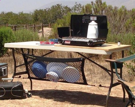 Bring mesh laundry bag to dry dishes while camping! Attach it to 6ft table (or the legs/brackets of your canopy) using bungee cords. This will pair nicely with my DIY dish washing station!! I love super cheap, super easy, DIY camping shortcuts and tips. Lets go camping! Outdoor Camping Kitchen, Zelt Camping, Kombi Motorhome, Camping 101, Camping Diy, Comfortable Camping, Casa Exterior, Diy Camping, Camping Table