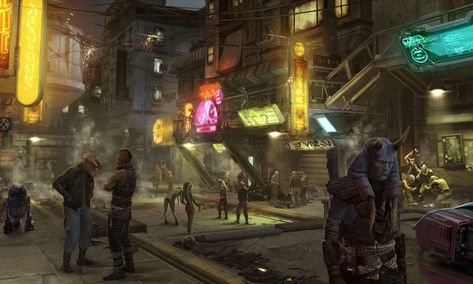 "Street View" // Star Wars 1313, Game Concept Art (game cancelled after Disney's purchase of SW Property) Star Wars 1313, Star Wars Video Games, Star Wars Gif, Anime City, Star Wars Concept Art, Star Wars Rpg, Cyberpunk City, Arte Cyberpunk, Star Wars Wallpaper