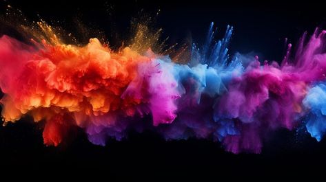 Realistic colorful mixed rainbow powder explosion Powder Explosion, Premium Photo, Rainbow, Stock Photos, Color