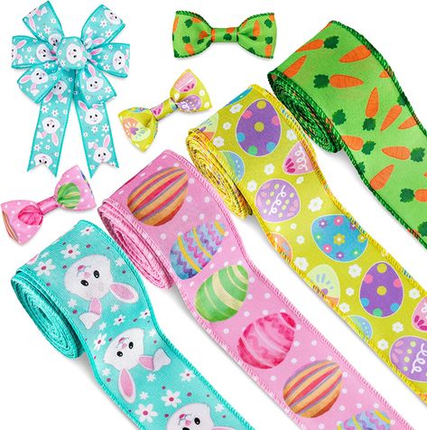 Bow Sewing, Easter Egg Bunny, Wrapping Ribbon, Ribbon Roll, Animal Print Fabric, Pastel Designs, Wrapping Party, Coloring Easter Eggs, Diy Holiday Decor