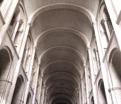 barrel vaulting | Barrel Vault with transverse arches connected to attached half columns ... Vault Architecture, Vault Ceiling, Norman Architecture, Barrel Vault, Rome Architecture, Barrel Vault Ceiling, Church Conversions, Round Arch, Romanesque Architecture