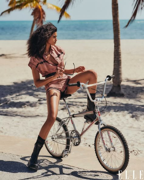 Chris Colls, Imaan Hammam, Dna Model, Mode Editorials, Elle Us, Bicycle Girl, Next Top Model, Fashion Photography Inspiration, Wardrobe Stylist