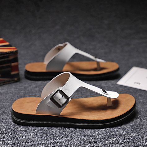 Luxe All-match Men's Slippers New Italian Leather Flip-flops for Men Cool Beach Summer Shoes Hotel Mens Leather Flip Flops, Hotel Slippers, Leather Slippers For Men, Slippers For Men, Men's Slippers, Flip Flops Style, Beach Slippers, Leather Flip Flops, Rubber Shoes