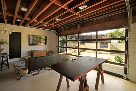 Garage Layout, Glass Garage, Garage Storage Inspiration, Garage To Living Space, Converted Garage, Garage Room, Garage Renovation, Cool Garages, Garage Studio