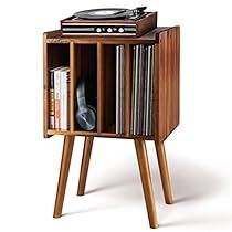 Wooden Vinyl Holder, Piano Book Storage Ideas, Living Room Organizer Ideas, Unique Side Table Living Room, Record Stand Aesthetic, Record Player Wall Shelf, Piano Music Storage, Record Player Decor Display, Ways To Store Records