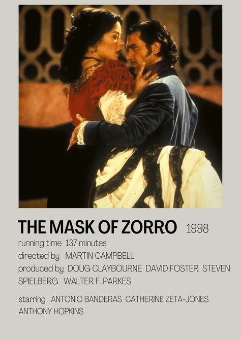 The Mask Of Zorro Wallpaper, Zorro Movie, Mask Of Zorro, The Legend Of Zorro, Polaroid Movie Poster, The Mask Of Zorro, Romcom Movies, Girly Movies, New Movies To Watch