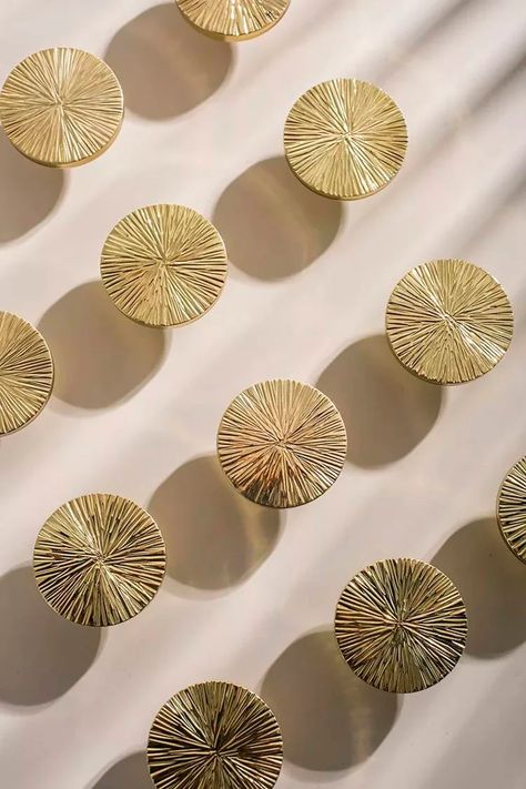 Mid Century Modern Round Textured Gold Button Handle for | Etsy Brass Drawer Knobs, Gold Drawer Handles, Gold Handles Bathroom, Gold Knobs Kitchen, Gold Kitchen Handles, Furniture Buttons, Gold Door Knob, Gold Door Handle, Gold Door Knobs