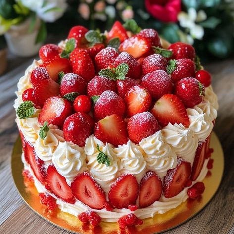 🍓🍰 Strawberry Cake 🍰🍓 Ingredients: 1 box strawberry cake mix 3 eggs 150ml vegetable oil 200ml water 200g fresh strawberries, diced 100g shredded coconut 100g white chocolate chips 100g cream cheese, softened 100g butter, softened 250g icing sugar 1 tsp vanilla extract Instructions: To make the cake: Preheat your oven to 180°C and grease a rectangular cake tin (23 x 33cm). In a large bowl, mix the cake mix with the eggs, oil and water, following the packet instructions. Pour the cake batter in... Box Strawberry Cake, Trending Desserts, Strawberry Shortcake Dessert, Rectangular Cake, Chocolate Strawberry Cake, Strawberry Cake Mix, Shortcake Recipe, Oil And Water, Easy Baking Recipes Desserts