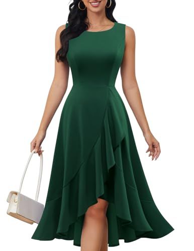 DRESSTELLS Cocktail Holiday Party Dresses for Women Wedding Guest Fall Winter 2023 Sleeveless Fit Flare Formal Church Dress Vintage Tea Party Dresses, Cute Crew Neck, Dress For Wedding Guest, Midi Evening Dress, Womens Bridesmaid Dresses, Formal Wedding Guest Dress, Christmas Cocktail, Church Dress, 파티 드레스