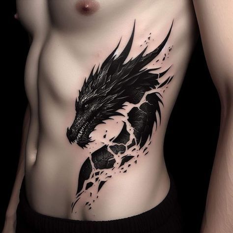 Dragon Stomach Tattoo, Dragon Tattoo Stomach, Dragon Chest Tattoo, Tattoo Costillas, Stile Pin Up, Dragon Tattoos For Men, Ear Tattoos, Wrist Tattoos For Guys, Back Tattoos For Guys