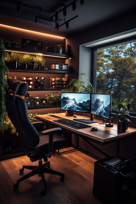 Creative Office Decor, Bilik Permainan, Rumah Moden, Design Ložnic, Modern Home Offices, Home Studio Setup, Interior Design Per La Casa, Small Home Offices, Eclectic Living