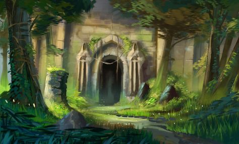 ArtStation - Dungeon's Entrance, Gaetano Caltabiano Jungle Temple, Forest Photos, Fantasy Forest, Fantasy Setting, Fantasy Places, Fantasy Art Landscapes, Environment Concept Art, Medieval Fantasy, Environmental Art