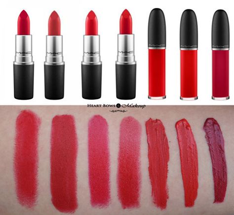 Best Mac Red Lipstick For Fair Olive Skintone Top 10 In India Lipstick For Cool Skin Tones, Red Lipstick Swatches, Purple Pink Lipstick, Mac Red Lipstick, Lipstick Color Names, Mac Red Lipsticks, Dark Red Lipstick, Colour Names, Mac Lipstick Colors