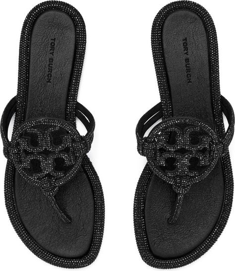 Tory Burch Miller Knotted Pavé Sandal (Women) | Nordstrom Black Tory Burch Sandals Outfit, Tory Burch Miller Sandals Outfit, Tory Burch Sandals Outfit, Black Tory Burch Sandals, Pretty Sandals, Pretty Shoes Sneakers, Tory Burch Miller Sandals, Sandals Outfit, Tory Burch Sandals