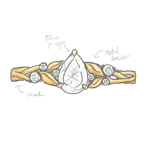 Engagement Ring Drawing Sketch, How To Draw Rings, Engagement Ring Drawing, Rings Drawing, Ring Sketch Design, Jewelry Designer, Ring Drawing, Ring Sketch, Nature Engagement Ring