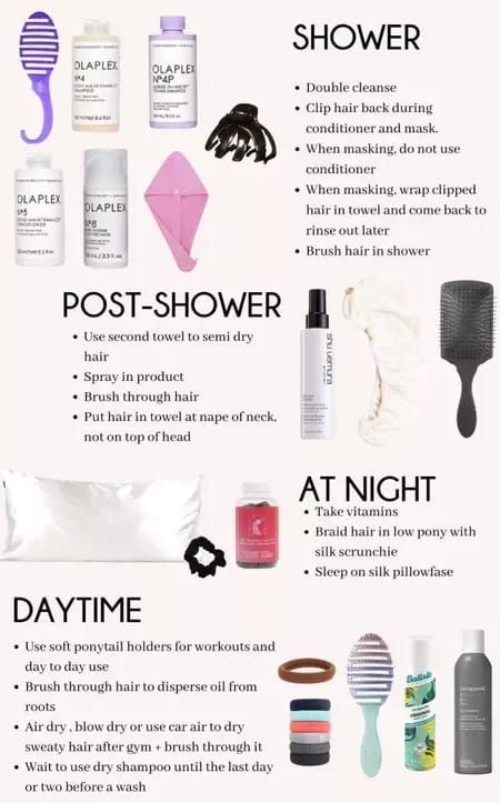 Once A Week Skin Care Routine, Body Care Products List, How To Take Care Of Thick Hair, Hair Care Calendar, Order Of Hair Products, Hair Care Checklist, When To Wash Your Hair, Everything Shower List Of Things To Do, Hair And Body Care