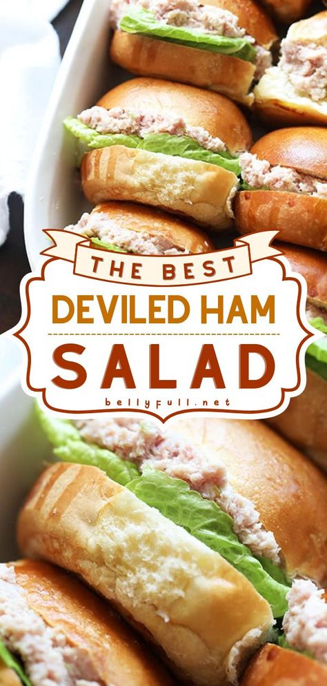 Deviled Ham Salad, football appetizers, game day food Deviled Ham Salad Recipe, Deviled Ham Salad, Bologna Salad, Ham Sandwich Recipes, Deviled Ham, Sandwich Spread Recipes, Ham Salad Sandwich, Ham Salad Recipes, Leftover Ham Recipes