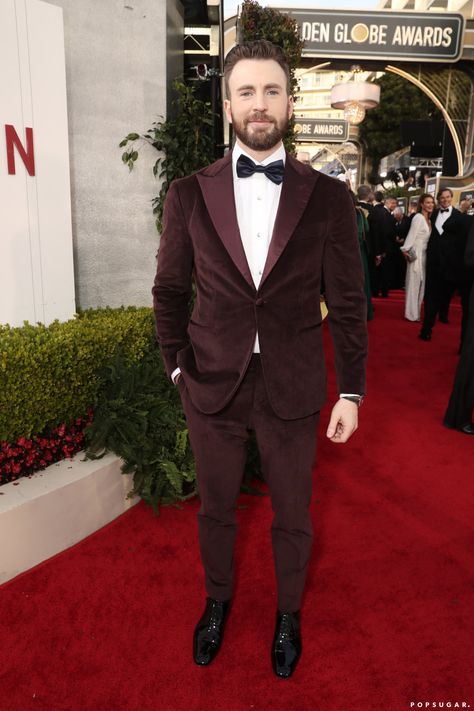 Our Gift to You: Chris Evans in a Corduroy Tux at the Golden Globes Golden Globes 2020, Christopher Robert Evans, Golden Globes Red Carpet, Rachel Brosnahan, Kate Mckinnon, Robert Evans, Best Dressed Man, Eddie Murphy, Joe Manganiello