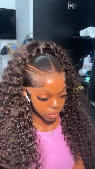 Frontal Ponytail, Barbie Hairstyle, Curly Human Hair Wigs, Hd Lace Wigs, Crimped Hair, Pretty Hair Color, Curly Human Hair Wig, Slick Hairstyles, African Braids Hairstyles