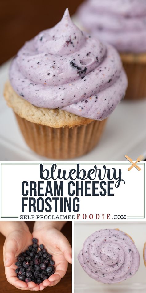 Cream Cheese Frosting Easy Recipes, Lemon Blueberry Frosting, Lemon Cake Blueberry Frosting, Blueberry Cake Cream Cheese Frosting, Blueberry Frosting Buttercream, Blueberry Cream Cheese Icing, Blueberry Frosting Recipe, Blueberry Cream Cheese Filling, Blueberry Buttercream Frosting