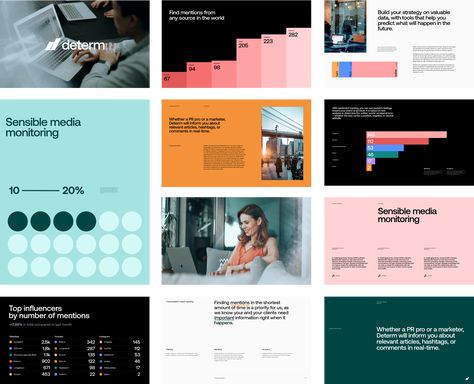 Determ - Studio Size Brand Guidelines Design, Pitch Presentation, Deck Layout, Presentation Slides Design, Presentation Deck, Presentation Design Layout, Data Visualization Design, Slides Design, Data Design