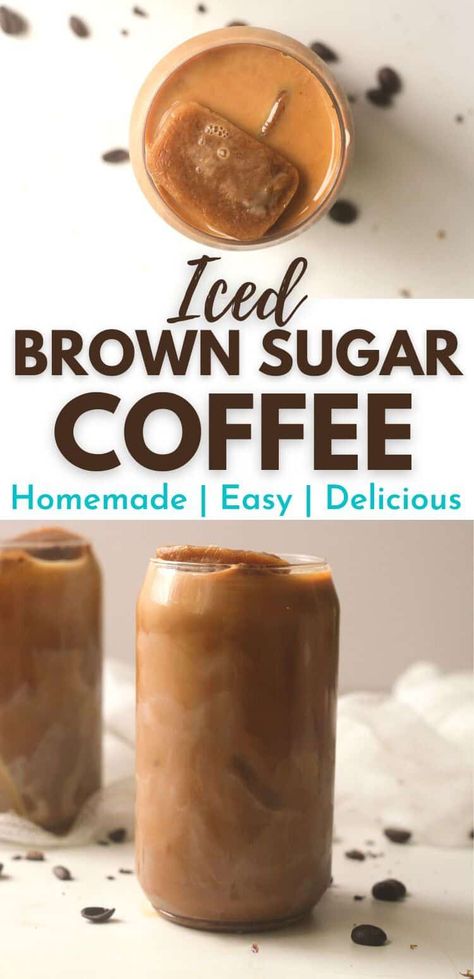 Learn how to make iced brown sugar coffee drinks at home with this super quick and easy iced coffee drinks recipe. With espresso and coffee ice cubes it is a strong and sweet brown sugar coffee recipe inspired by the Starbucks brown sugar espresso coffee | Iced coffee recipes Iced Coffee With Espresso Recipe, Espresso Ice Cubes, Iced Coffee Ice Cubes, Drinks With Coffee Ice Cubes, Easy At Home Espresso Drinks, Iced Coffee Cubes, Coffee Recipes At Home Easy Videos, Coffee Ice Cubes Drinks, Brownsugar Iced Coffee