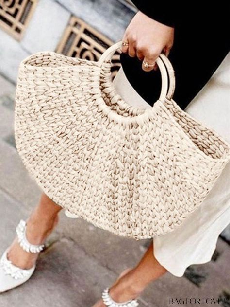 BagForLove - Retro Beach Tote: Womens Hand-woven Straw Rattan Semicircle Bag for Chic Style Tropical Cruise, Handbag Trends, Rattan Handbags, Summer Handbags, Handbag Outfit, Wicker Bags, Straw Handbags, Rattan Bag, Straw Bags