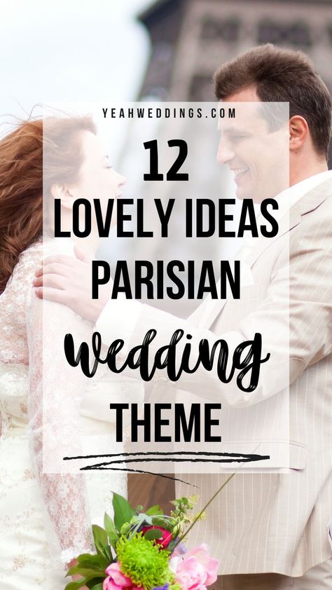 Say 'I do' to a chic Parisian wedding with our inspiration guide! Parisian weddings are very picturesque - they can be themed around Eiffel Tower and the city’s famous streetlights, or a classic chic design that combines rich decor and rustic touches. Vintage Paris Wedding Theme, French Wedding Ideas Decor, Parisian Style Wedding Decor, French Wedding Theme Decor, French Themed Wedding Decor, Paris Theme Wedding Decorations, French Bistro Wedding Theme, Paris Inspired Wedding, Parisian Wedding Aesthetic