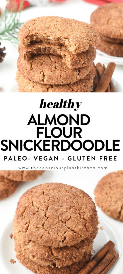 Healthy Snickerdoodle Cookies, Gluten Free Snickerdoodle, Recipe With Almond Flour, Almond Flour Desserts, Vegan Snickerdoodles, Almond Flour Recipes Cookies, Gluten Free Snickerdoodles, Dairy Free Cookies, Almond Flour Cookies