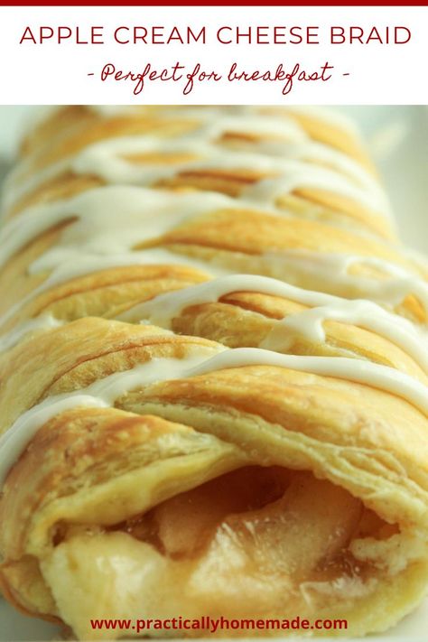 Cream Cheese Braid, Puff Pastry Braid, Breakfast Braid, Cream Cheese Breakfast, Apple Danish, Apple Cream Cheese, Apple Cream, Cheese Breakfast, Canned Apples