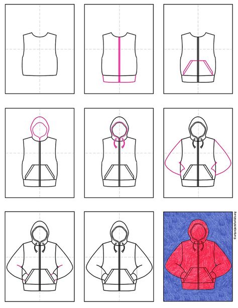 How to Draw a Hoodie Draw A Hoodie, How To Draw Hoodies, How To Draw Clothes, Draw Clothes, Hoodie Art, Fashion Model Drawing, Hoodie Tutorial, People Drawing, Art 2023